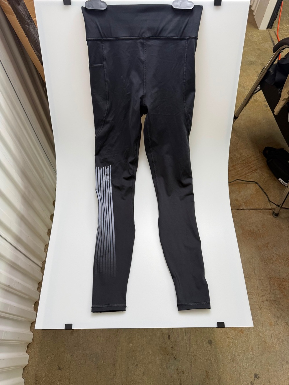 Savage X Fenty Black High-Rise Performance Leggings with Reflective Stripe